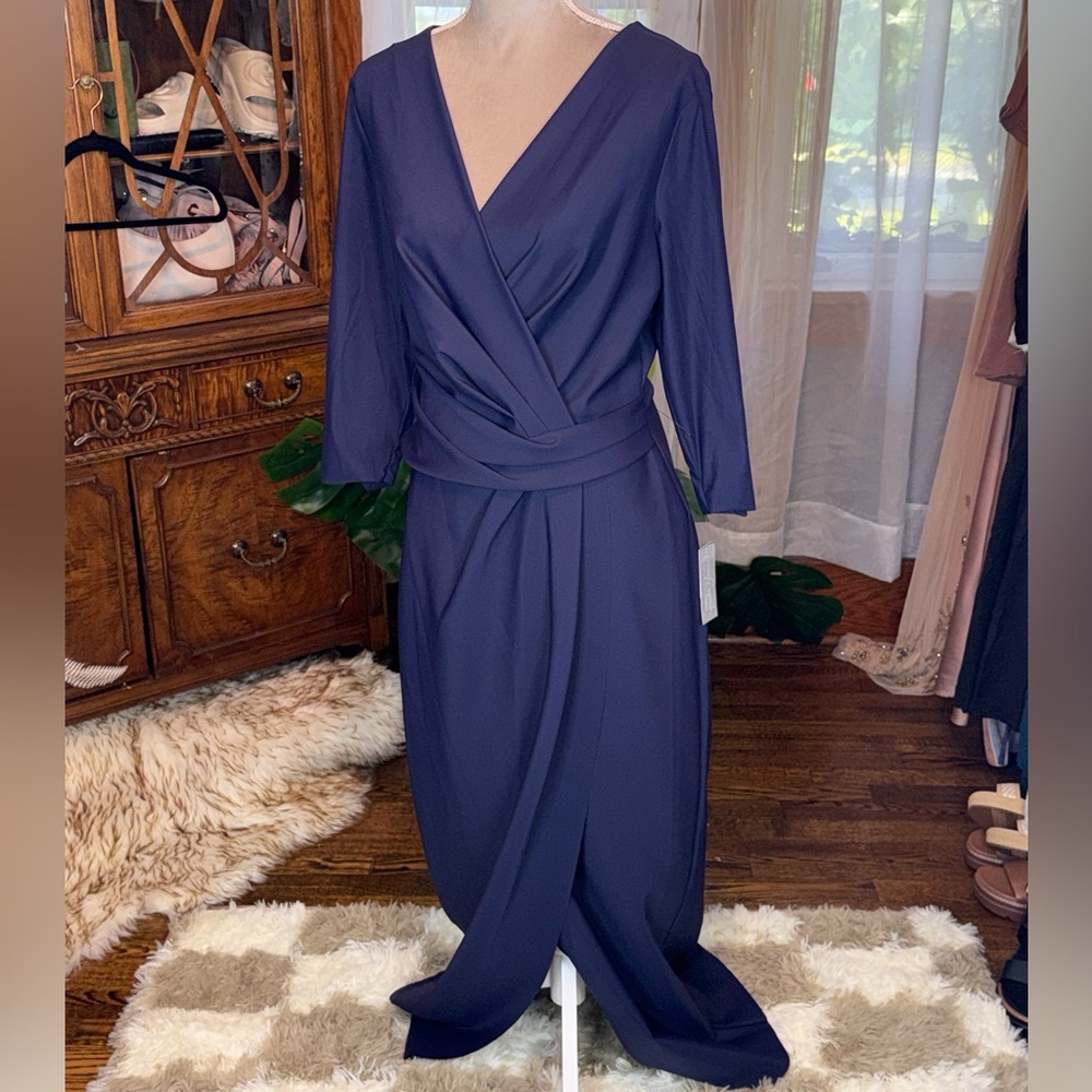Alex Evenings NWT Navy Blue Wrap Dress - Picture 3 of 6